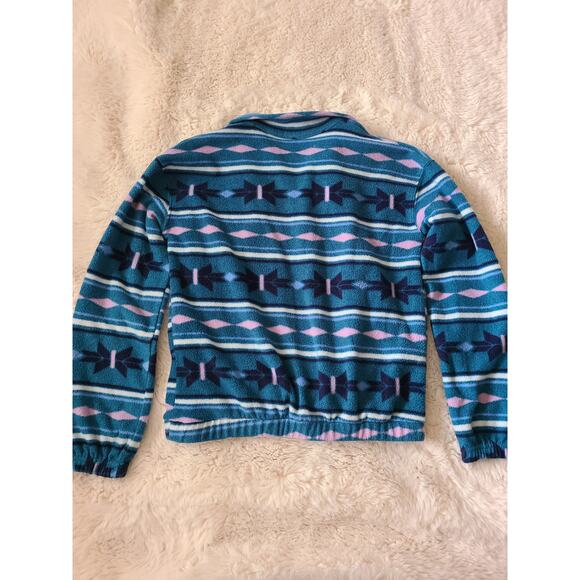 SO Girl's 10/12 Aztec teal fleece half zip pullover - Picture 4 of 4